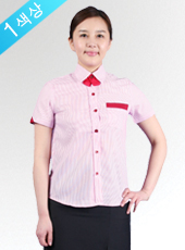 반팔 핑크줄지 셔츠(여성용)(SE-21)